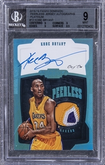 2018-19 Panini Dominion "Peerless Jersey Autographs" Platinum #12 Kobe Bryant Signed Game Used Patch Card (#1/1) – BGS MINT 9/BGS 10